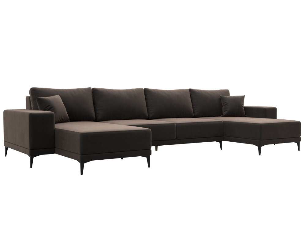 Диван П-образный Льюес, Коричневый, Велюр, 122412