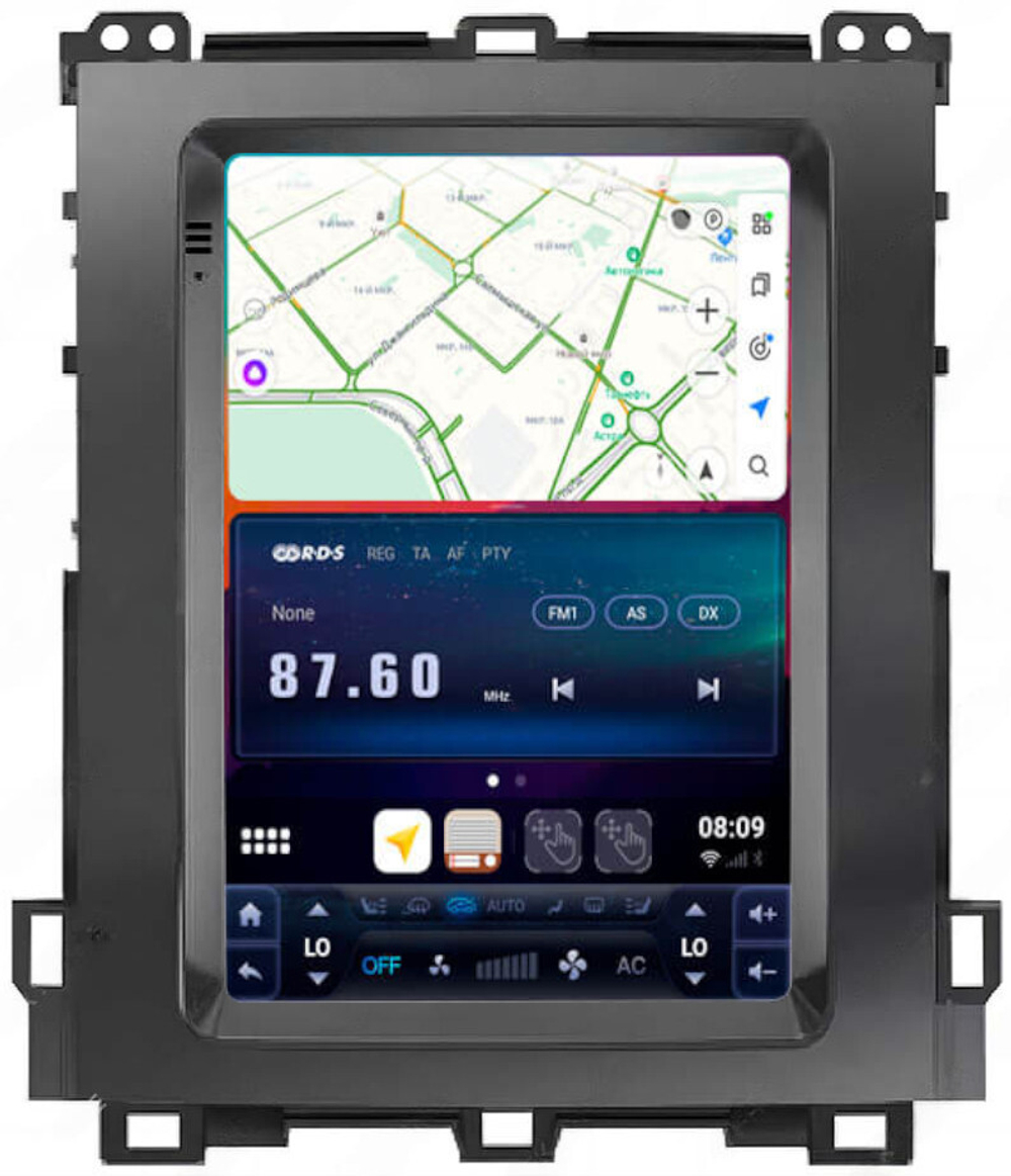 Магнитола для Lexus GX470 J120, Toyota Land Cruiser Prado 120 (климат на большом экране) - Carmedia SF-9796-2-FW вертикальный экран 9.7" в стиле "Тесла" на Android 12, ТОП процессор, 6Гб+128Гб, CarPlay, 4G SIM-слот