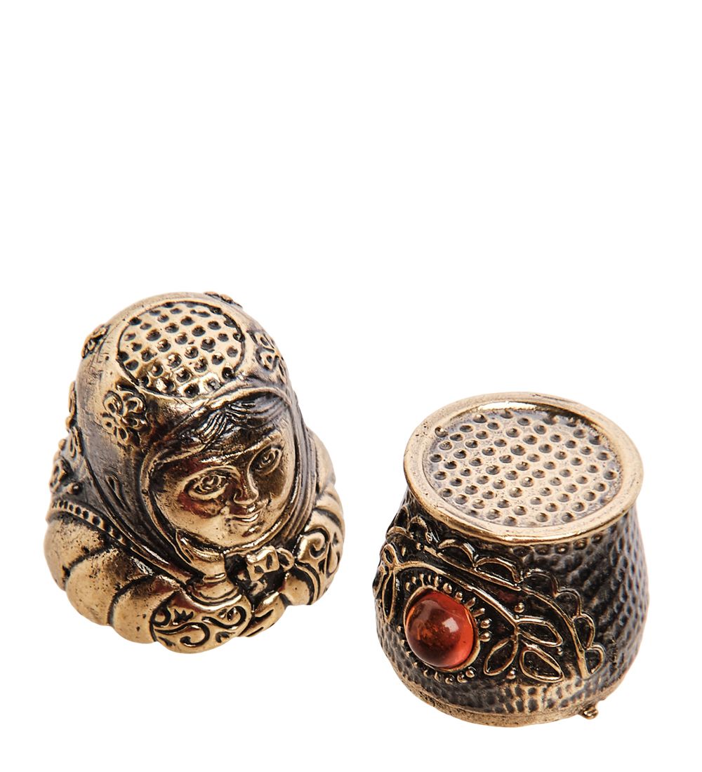 AM-2996 Наперсток «Матрешка Шкатулка» (латунь, янтарь)