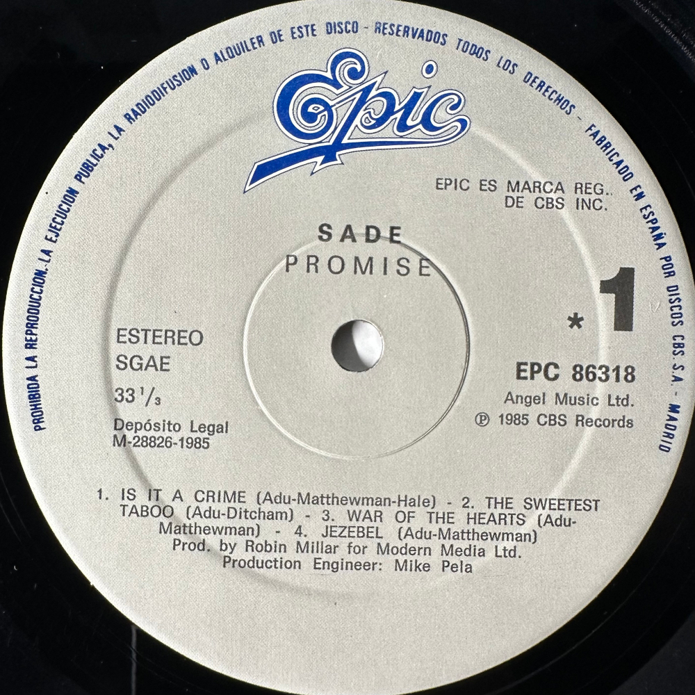 Sade ‎– Promise (Испания 1985г.)