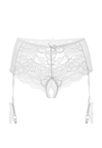 Трусики-пояс из эластичного кружева с пажами для чулок Sheila (Размер: 50-52) (Цвет: белый)
