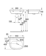 Раковина 55 Подвесная Grohe Euro Ceramic 39336000