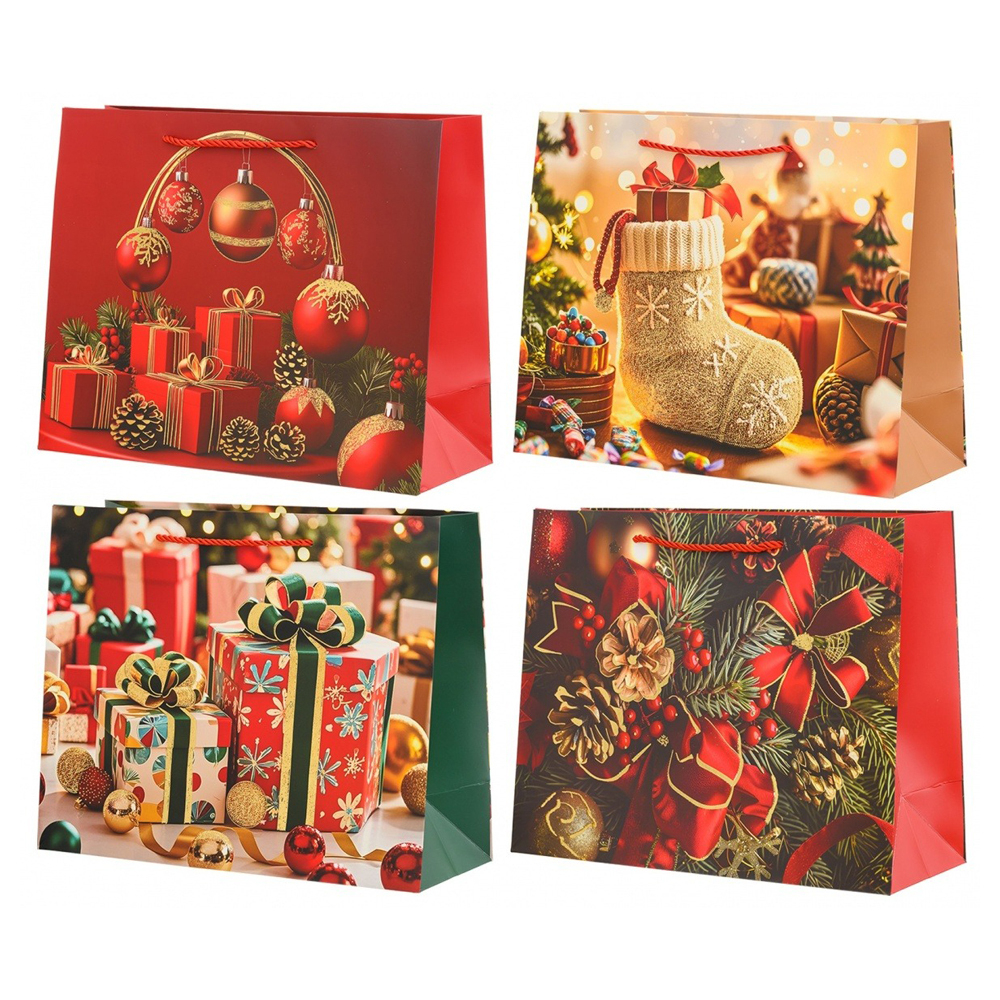 Подарочный пакет Basir, серия "Новый год", золотое тиснение, 25*12*31 см, ассорти