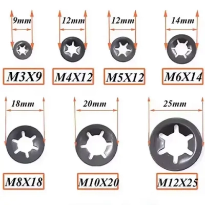 260шт Зубчатые стопорные шайбы стопорные шайбы starlock M3-M12
