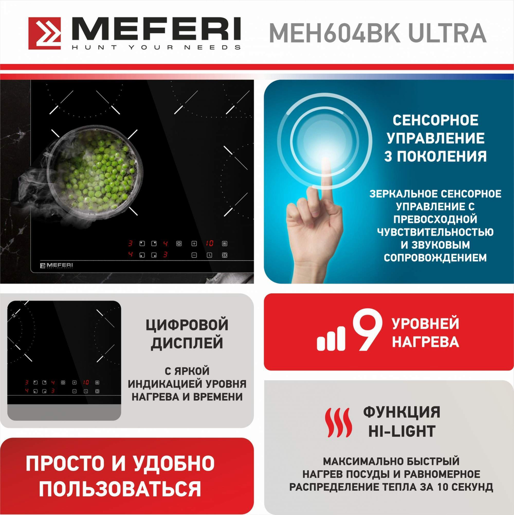 Электрическая варочная панель Meferi MEH604BK ULTRA фото 2