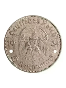 Монета 5 рейхсмарок Германия 1934 год (Кирха не подписная)