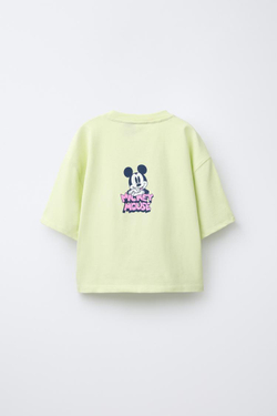 ZARA КОМПЛЕКТ ИЗ ФУТБОЛКИ И ШОРТОВ-БЕРМУДОВ С ПРИНТОМ MICKEY MOUSE © DISNEY, ЛАЙМОВЫЙ