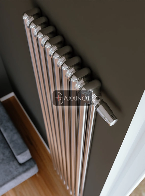 Axxinot Sentir Chrome 2180 - вертикальный двухтрубный трубчатый радиатор высотой 1800 мм, нижнее подключение с термовентилем