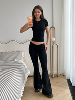 Леггинсы клёш чёрные