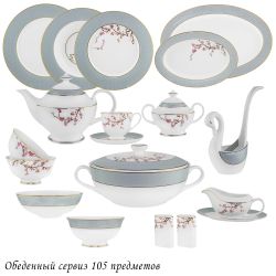 Lenardi 145-629 Обеденный сервиз 105пр. САКУРА в под.уп.(х0,5)Костяной фарфор