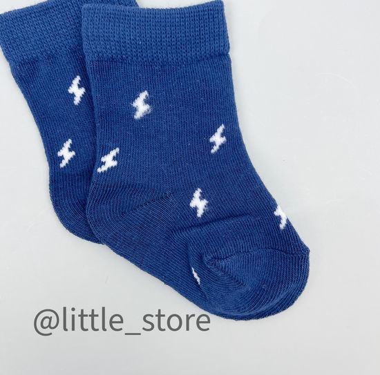 Носочки "Молнии" хлопковые, Темно-синие