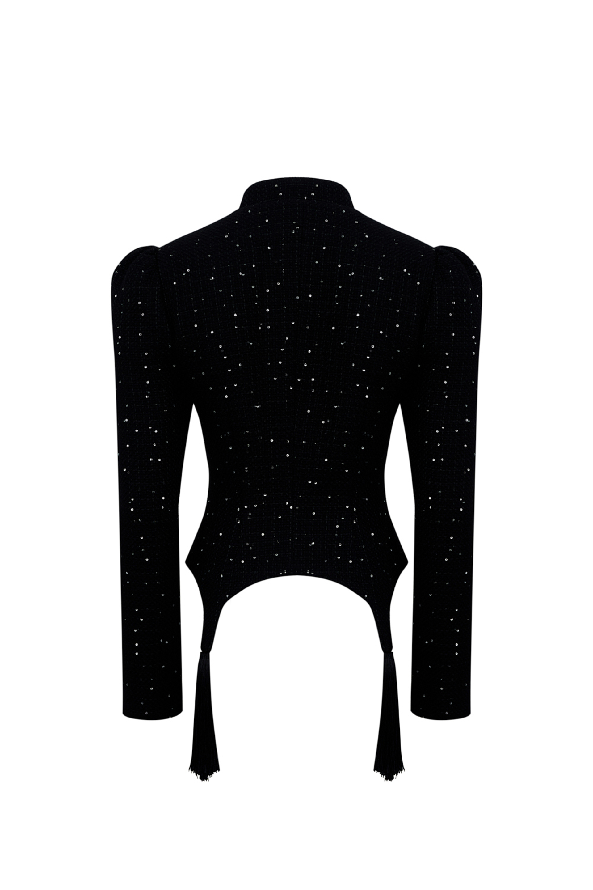 Жакет с кисточками из твида в пайетку