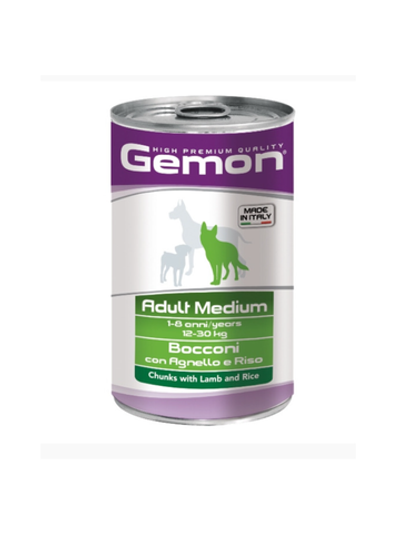 Gemon Dog Medium консервы для собак средних пород кусочки ягненка с рисом 1250 г 12шт
