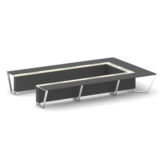 Steel Meet Стол переговорный П-образный MMK-PR.B.SP-15P Антрацит/Ваниль Глянец/Нержавеющая Сталь/Хро