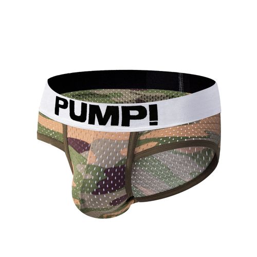 Мужские трусы брифы камуфляжные хаки сетчатые PUMP! PU187