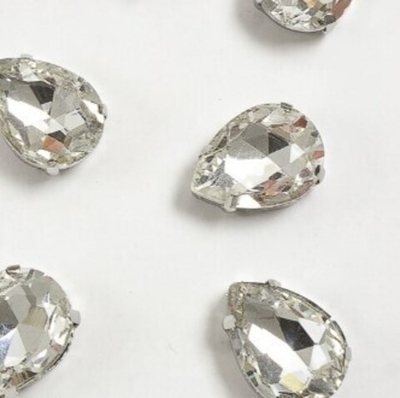 Стразы пришивные стекло в оправе, р. 18 мм, серебро