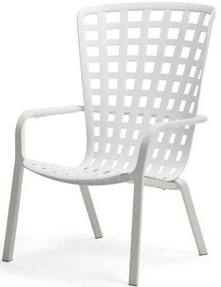 Уличное кресло Folio белое с зеленой подушкой