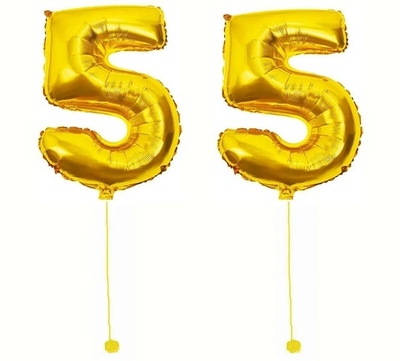 Шар-цифра 55 Золото Gold 102 см фольга с гелием на грузике