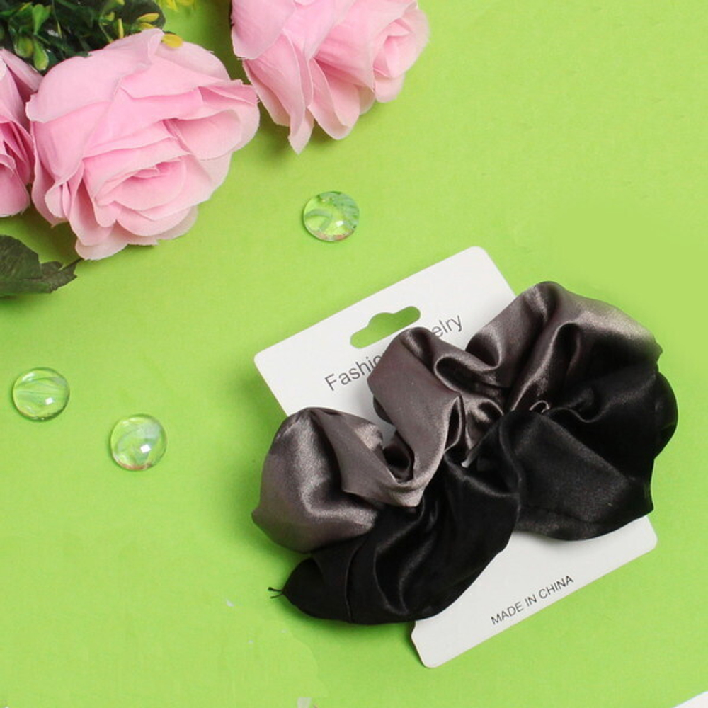 Резинки для волос 2шт на блистере «Bright collection», 2 цвета (черный, металлический), d- 12 см