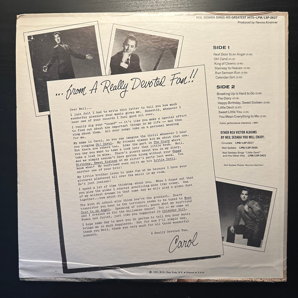 Neil Sedaka - Neil Sedaka Sings His Greatest Hits (США 1962г.)