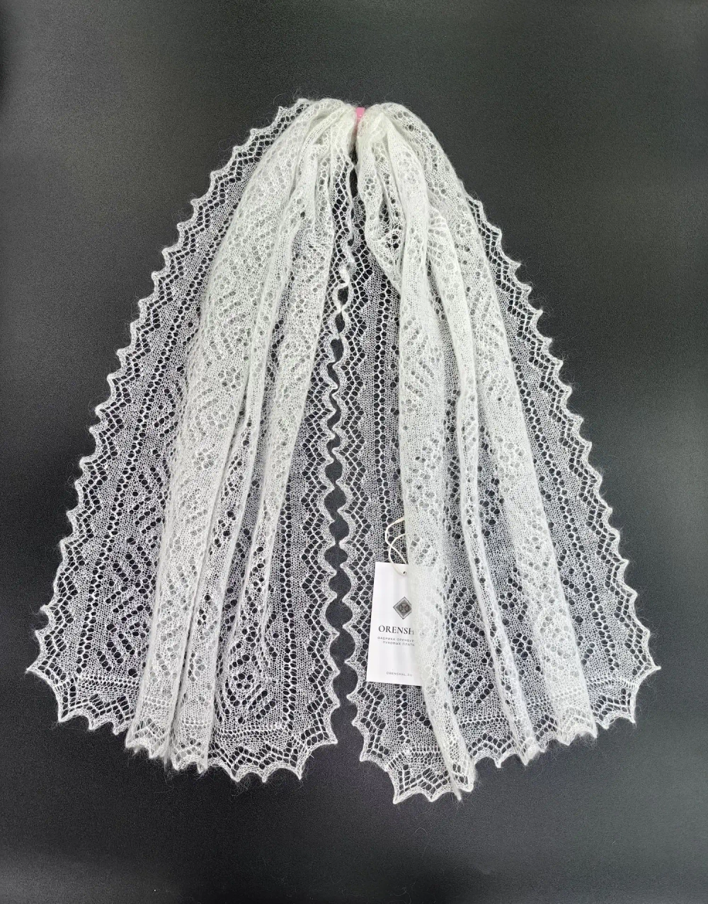 Оренбургский пуховый палантин А12040-01 белый отбеленный