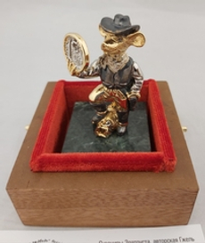 Статуэтка "Золотая мышь с монеткой" малая