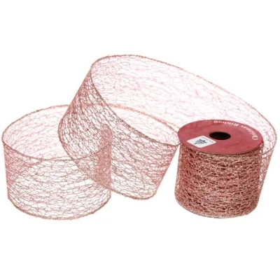 Лента для декорирования «Сказка» 6,3 см, 2,7 м, Розовое золото