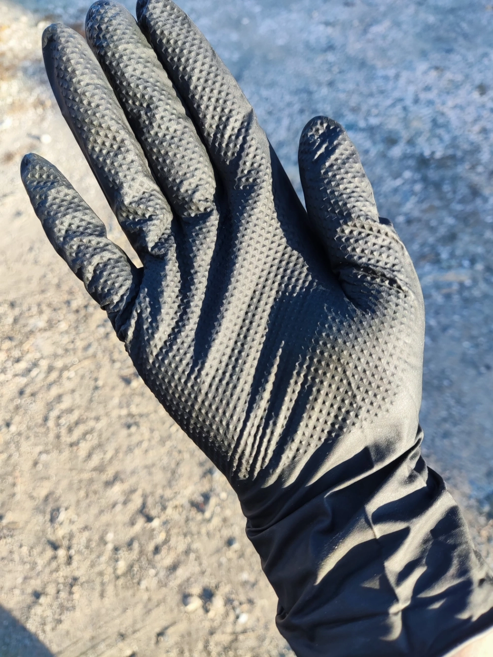 Перчатки нитриловые одноразовые «BENOVY», ромбовидные, особопрочные, ЧЁРНЫЕ 25 пар/уп