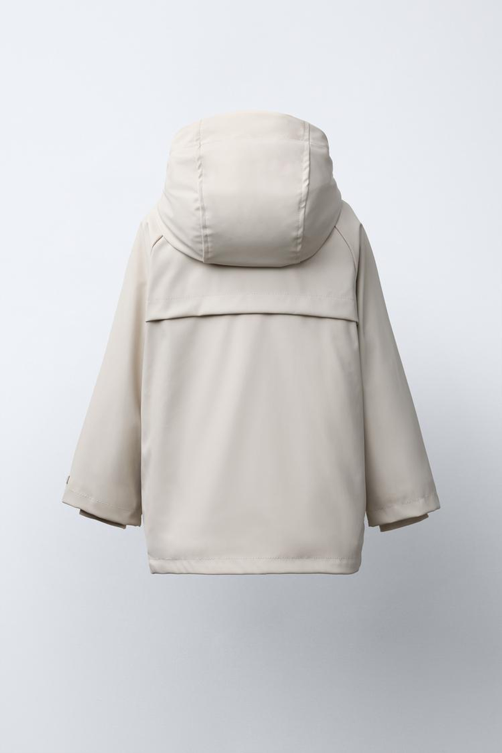 ZARA ПРОРЕЗИНЕННАЯ КУРТКА WATER REPELLENT С ЭФФЕКТОМ МЕХА, ЭКРЮ