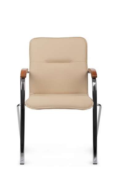 Стул Самба с деревянными подлокотниками SMB-02H Хром гальв. Бежевый