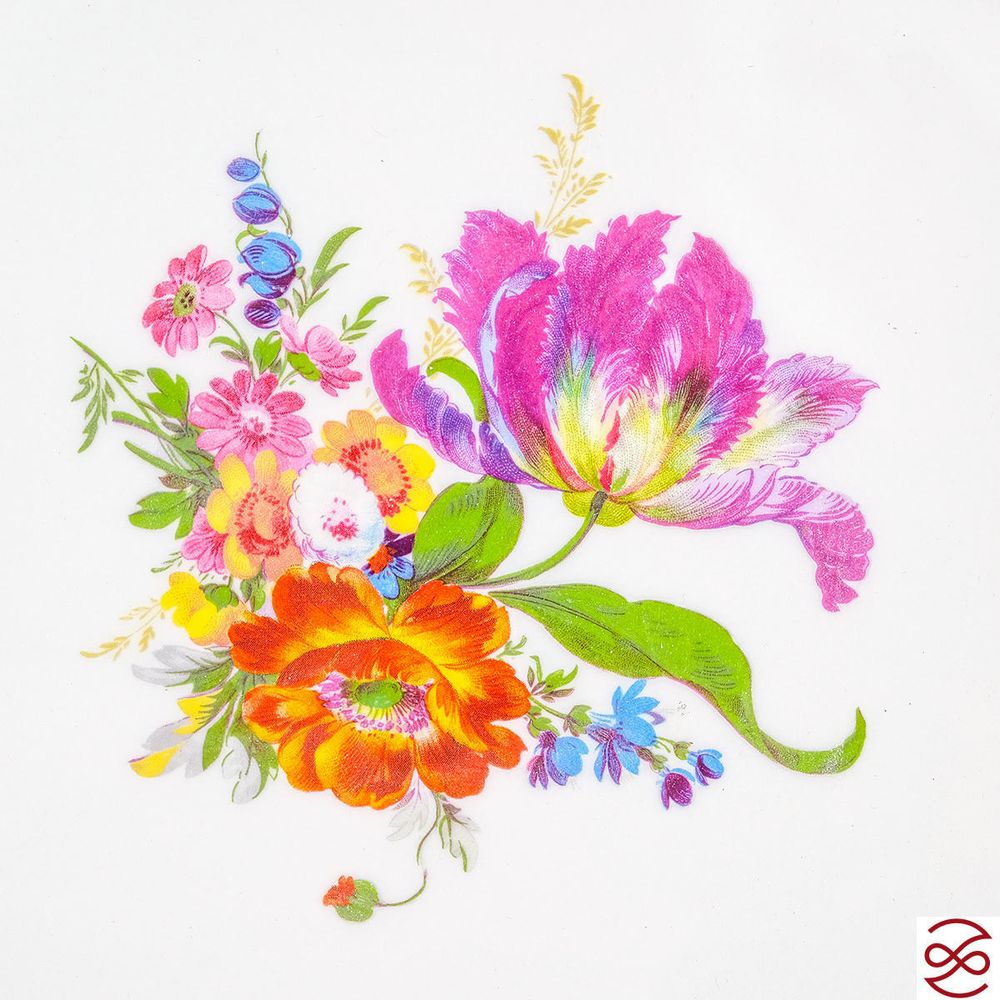 Салатник квадратный Queen's Crown Мейсенский букет 21см