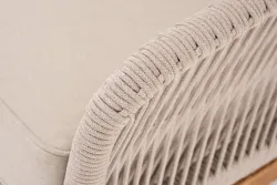 "Канны" левый модуль плетеный из роупа, основание дуб, роуп бежевый круглый, ткань бежевая 052