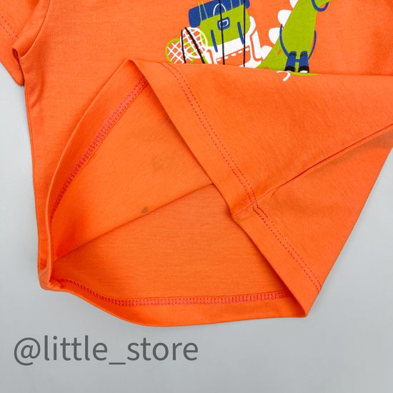 Футболка хлопковая "Динозавры" тропический оранжевый