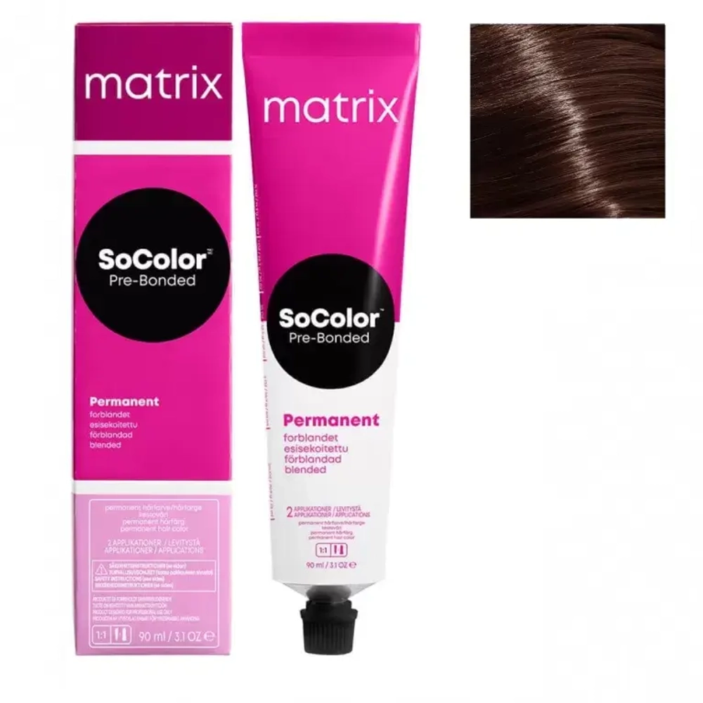 Matrix SoColor Pre-Bonded 5M Светлый шатен мокка Крем-краска для волос, 90мл