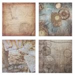 Бумага для скрапбукинга 30х30 см "Стимпанк", двусторонняя, 12 листов, 12 дизайнов, 180 г/м2, ОСТРОВ СОКРОВИЩ, 662769