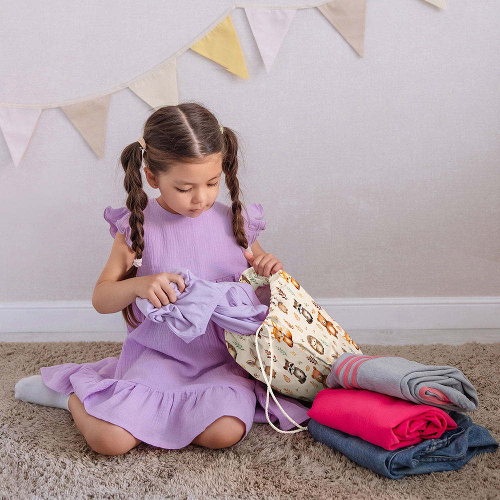 Набор для детского сада: кармашек, коврик, мешок. Лес принт