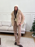 Парка Extra Lux с натуральным мехом бежевый