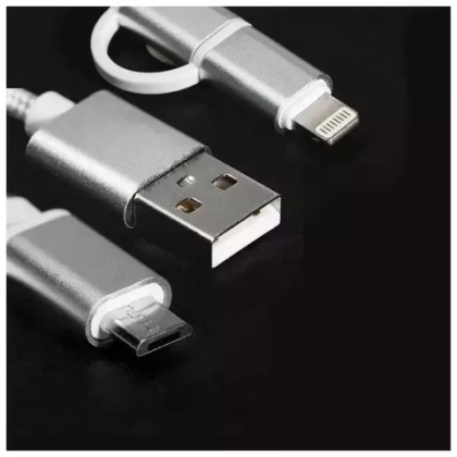 USB cable (2 в 1) Lightning/micro Karra 2А silver