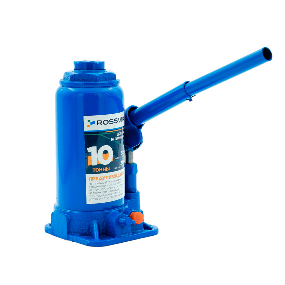 Домкрат бутылочный ROSSVIK V10, г/п 10,0 т, 200-385 мм, синий