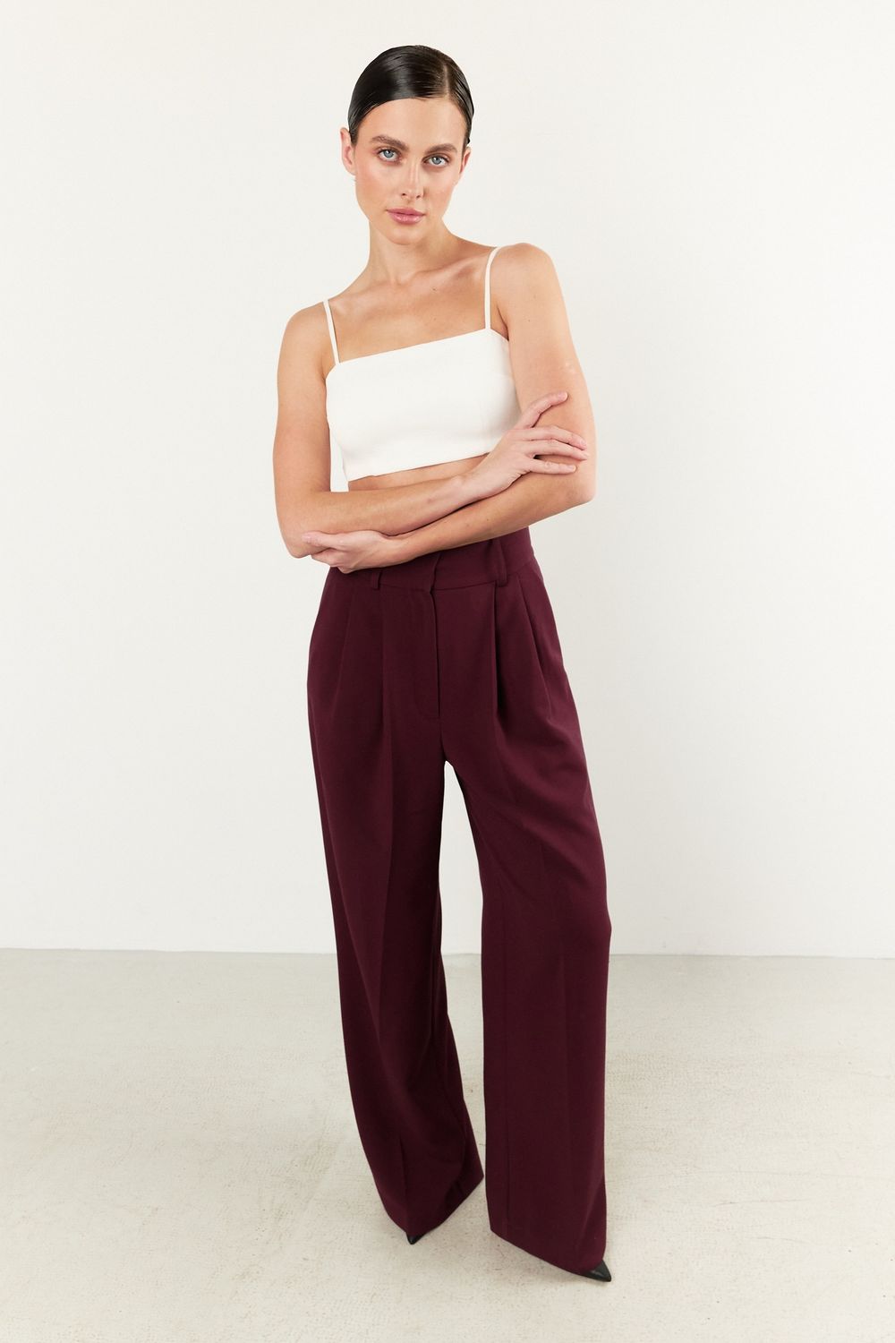 Брюки-палаццо бордовые