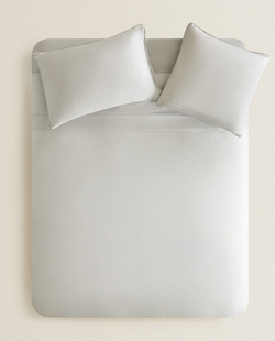 ZARA HOME (500 НИТЕЙ) ПОДОДЕЯЛЬНИК ИЗ САТИНА, СЕРЕБРО