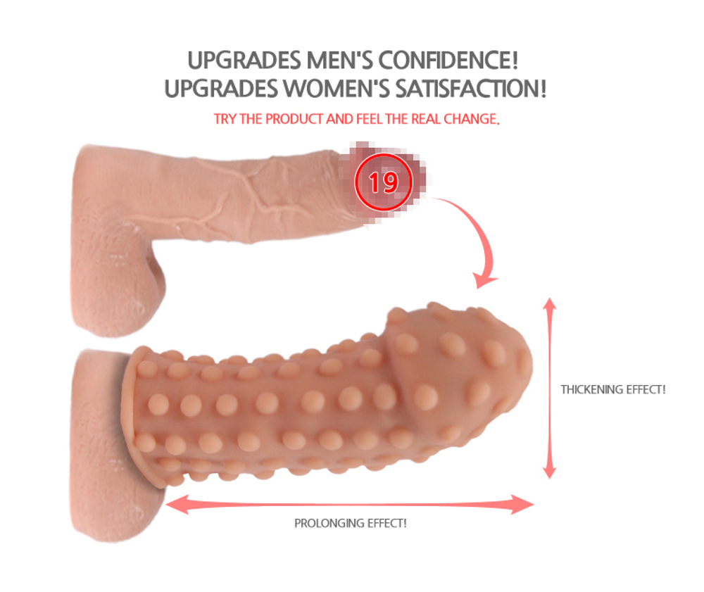 Насадка на фаллос с бугорками по поверхности, размер M