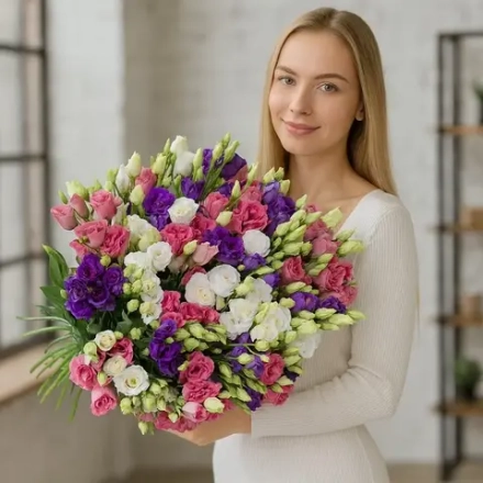 Букет из разноцветных лизиантусов (эустомы)