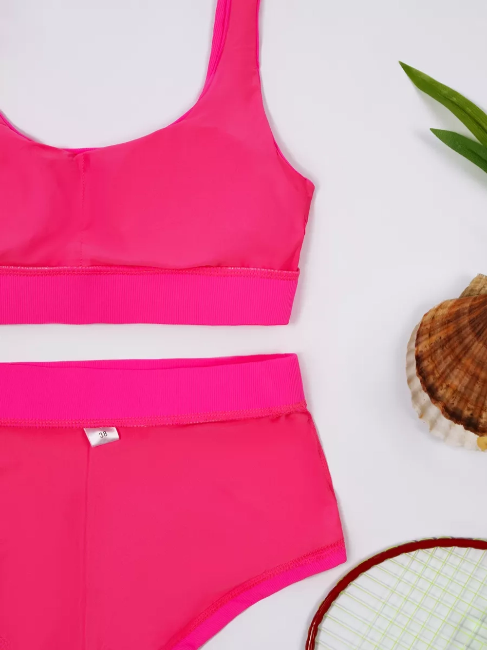 купальник раздельный в рубчик с шортами и топом