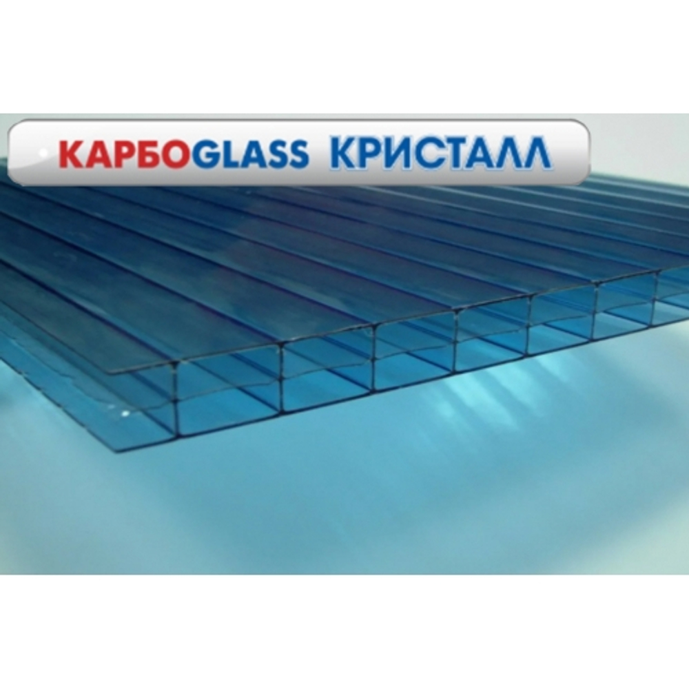 4 мм КОЛОТЫЙ ЛЁД СИНИЙ Сотовый поликарбонат 6 х 2.1 м