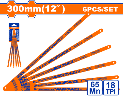 Набор пильных полотен по металлу 6 шт, 300 мм 18TPI (25/100) WADFOW WHB2118