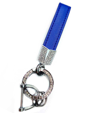 Брелок для ключей Кожа Хлястик (со стразами) X104-BLU синий БЕЗ блесток