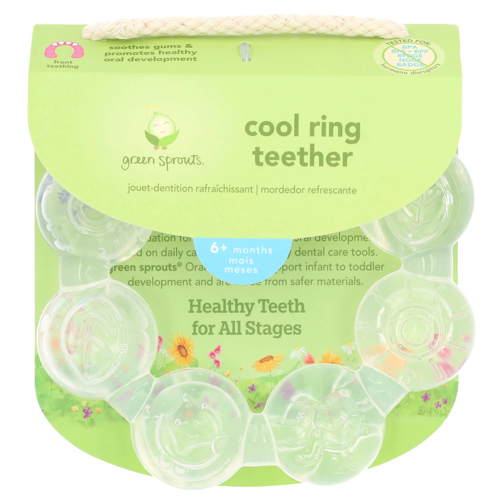 Green Sprouts, Прорезыватель с охлаждающим кольцом, для детей от 6 месяцев, прозрачный, 1 прорезыватель