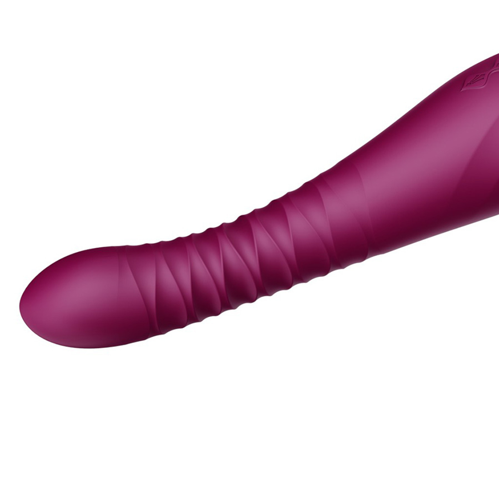Фиолетовый вибратор 30,2см с поступательными движениями Zalo King Vibrating Thruster Velvet Purple