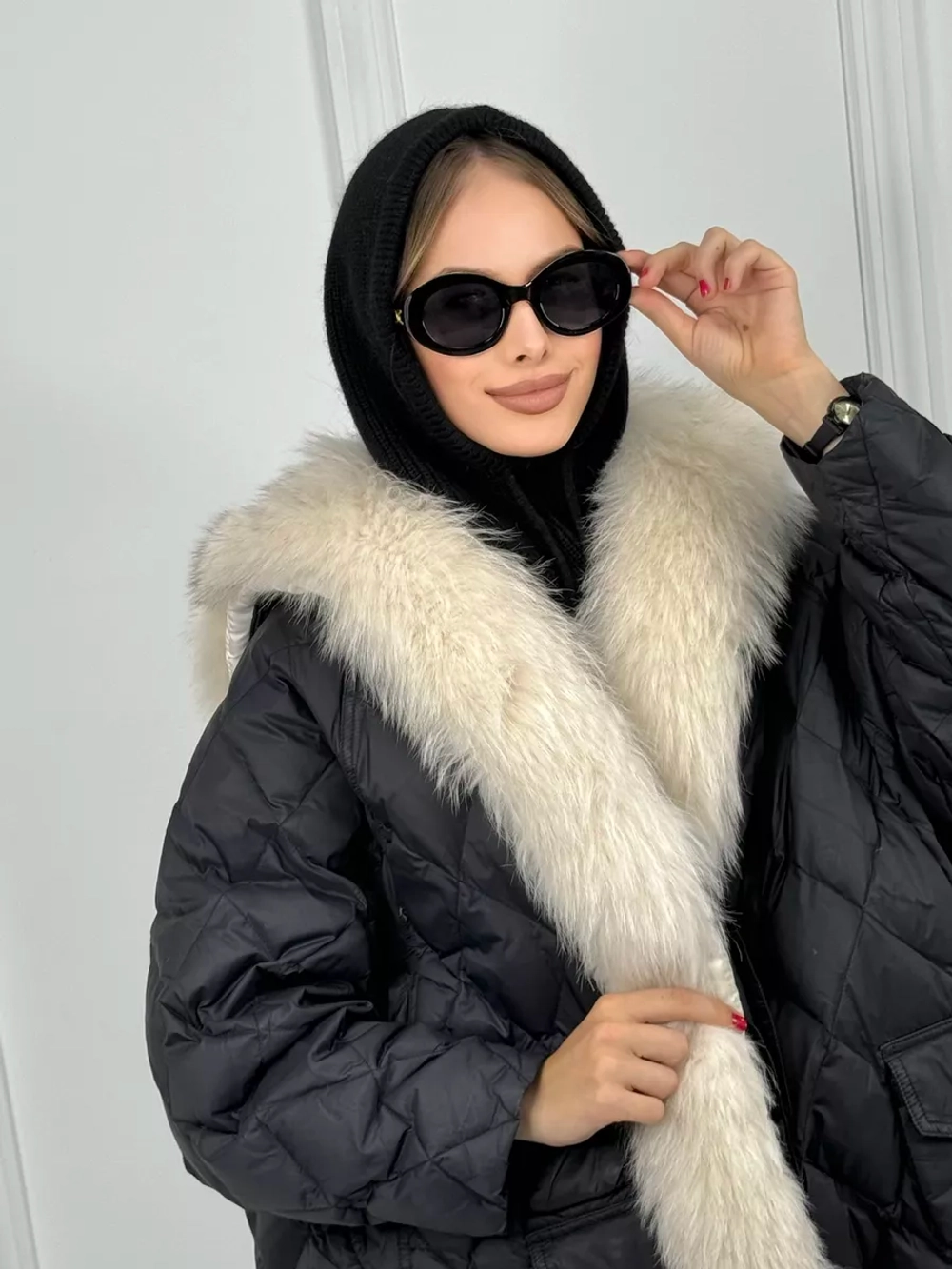 капор зимний и осенний капюшон- снуд вязаный ангора